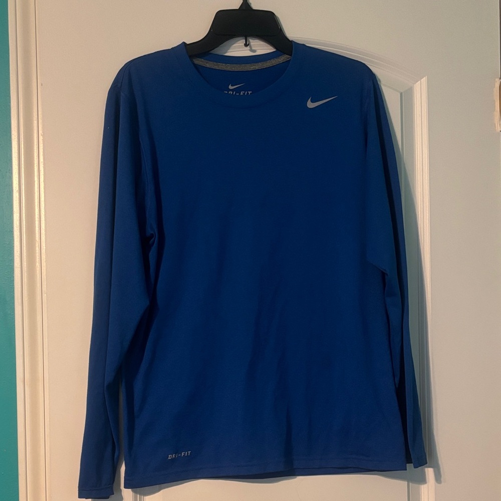 Nike Men's Long Sleeve Dry Fit Shirt in Blue